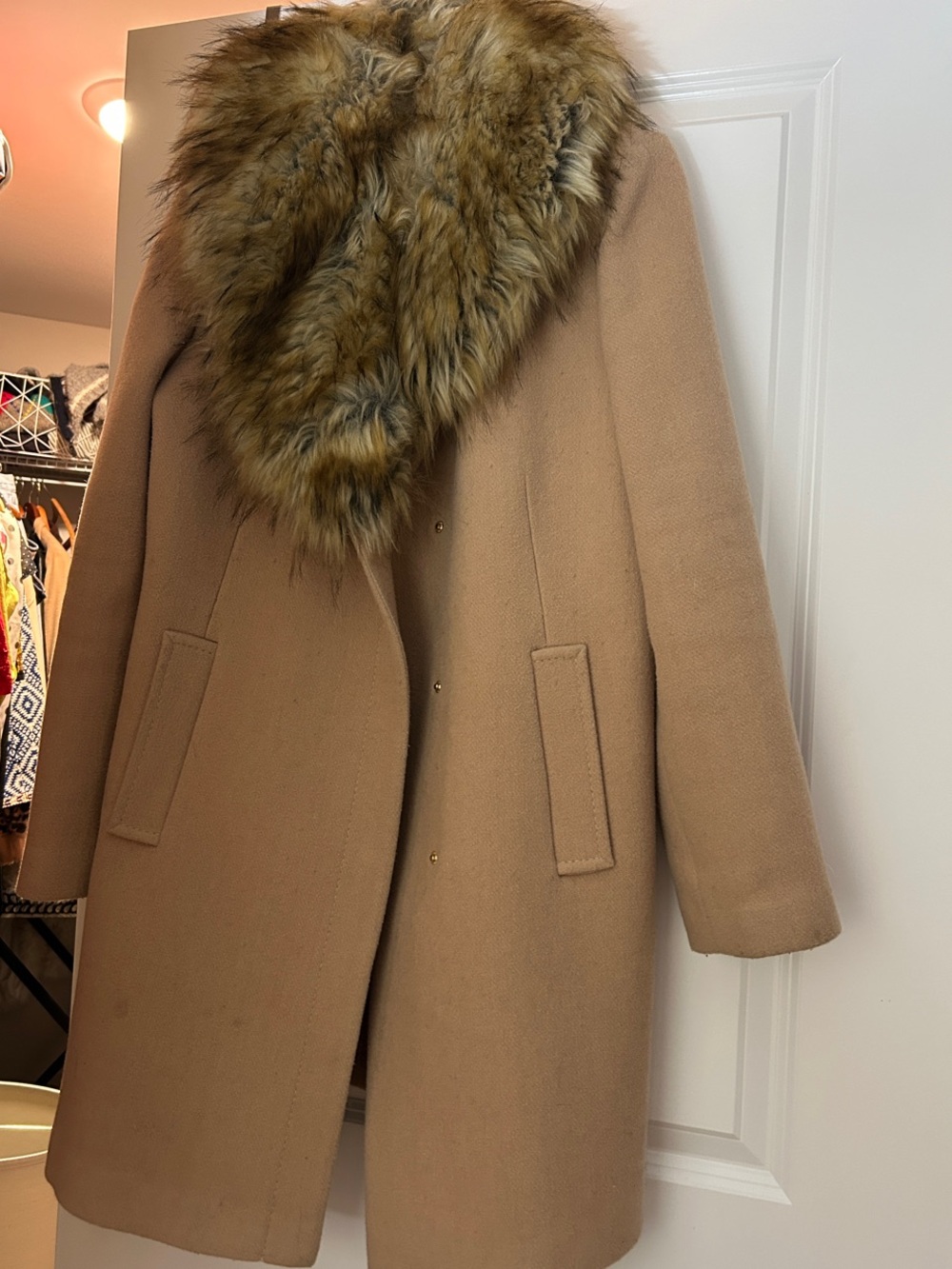 Kate Spade wool coat with detachable fur collar